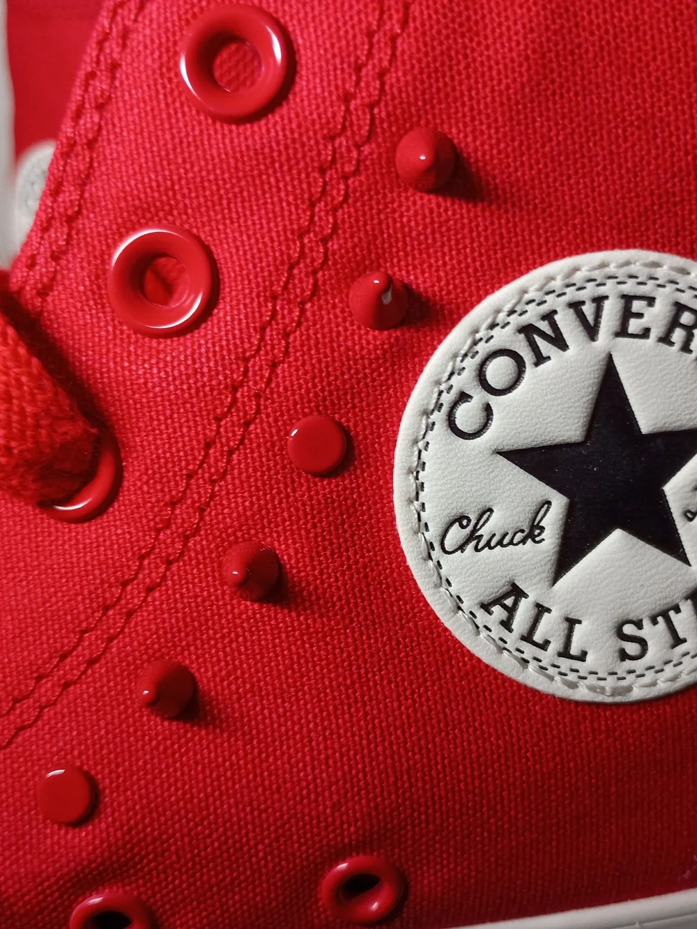 Converse Red High-Top Canvas Sneakers with White Toe Cap
